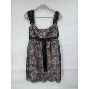 Jessica‎ McClintock Y2K Lace Mini Dress Women 4 Black Lace Babydoll Whimsigoth